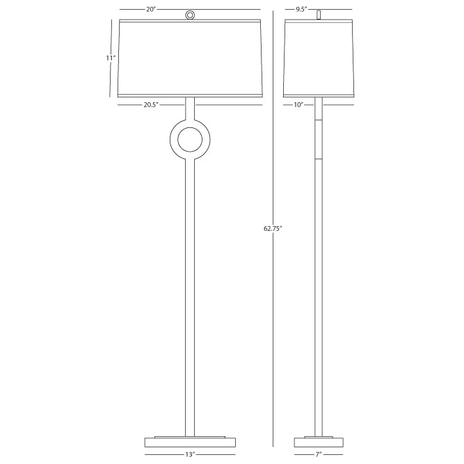 Robert Abbey Oculus Floor Lamp Warm Brass Finish W/ White Marble Base