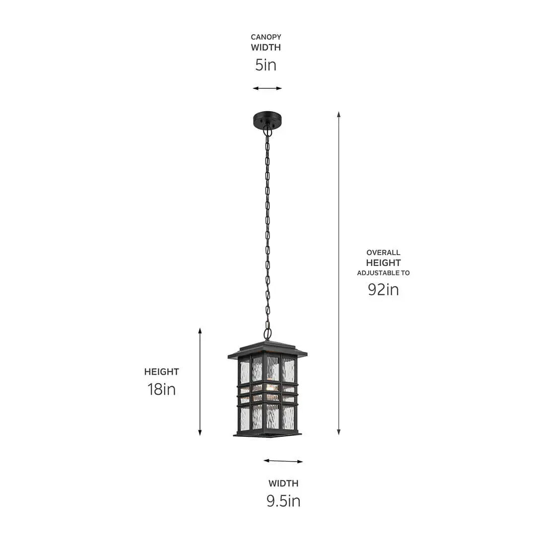 Beacon 9.5" Square Outdoor Hanging Light - Textured Black
