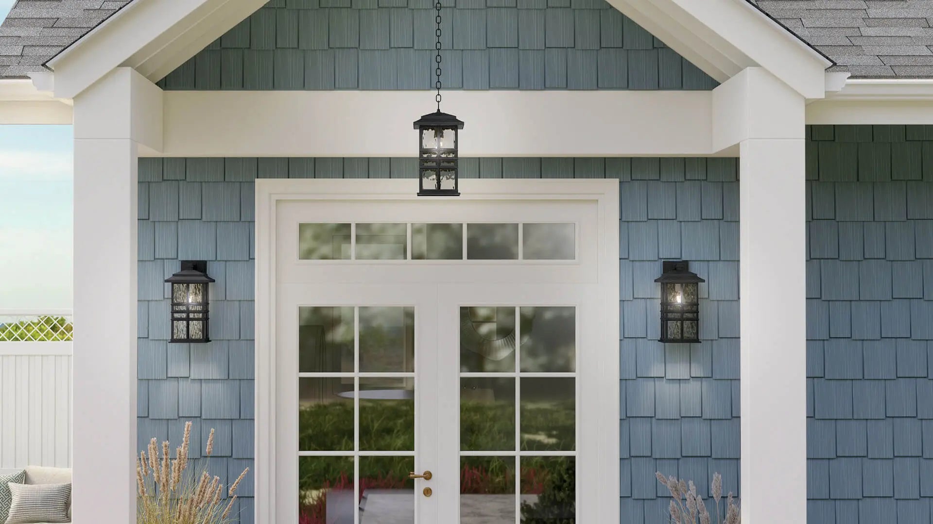Beacon 9.5" Square Outdoor Hanging Light - Textured Black