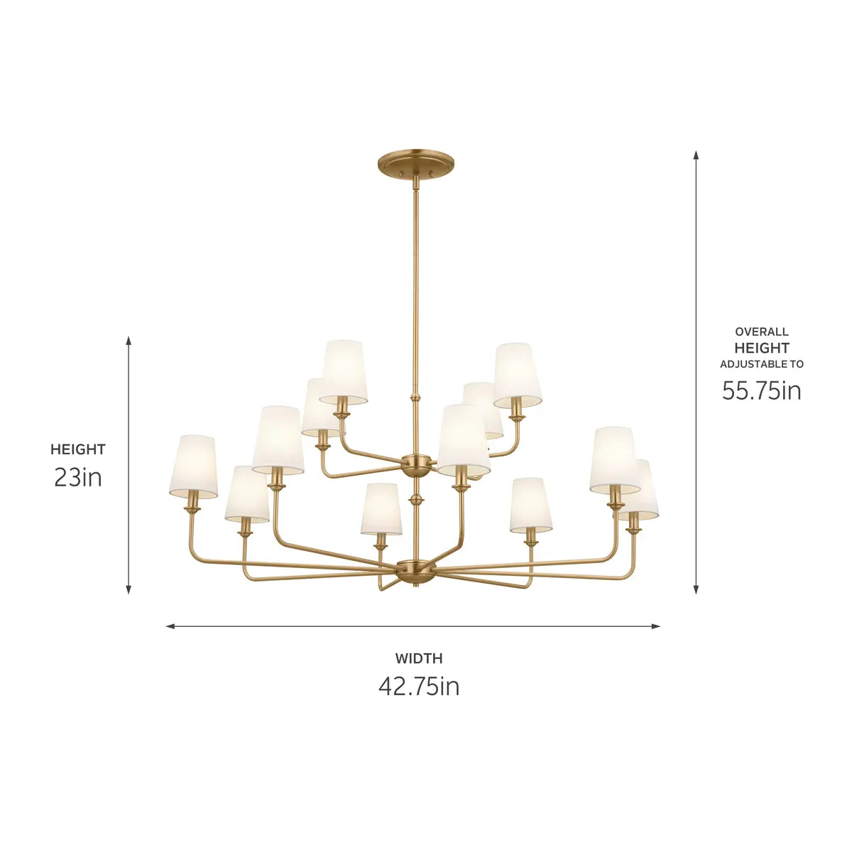 Pallas 12-Light Chandelier - Brushed Natural Brass