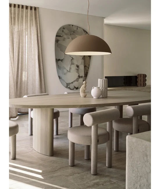 Fjord 1 Light Large Dome Pendant in Clay Gypsum